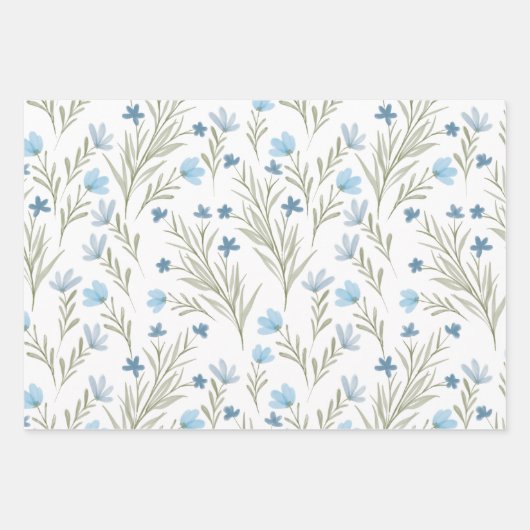 Blauwe bloem mooie ventilatortuin inpakpapier vel (Voorkant 3)