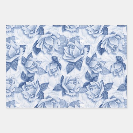 Blauwe bloem mooie ventilatortuin inpakpapier vel (Voorkant 2)