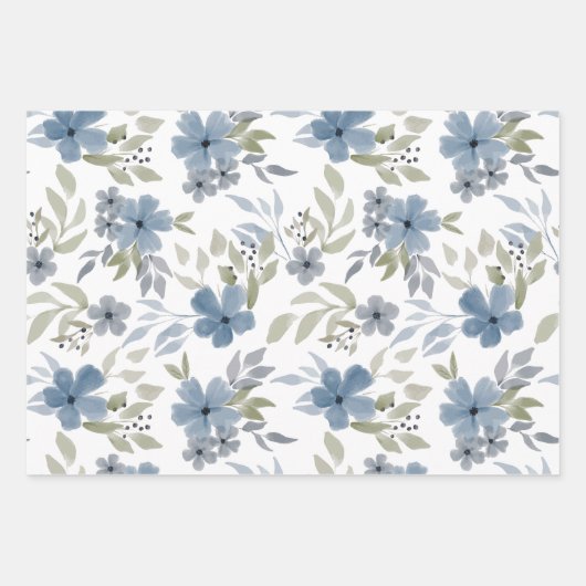 Blauwe bloem mooie ventilatortuin inpakpapier vel (Voorkant)