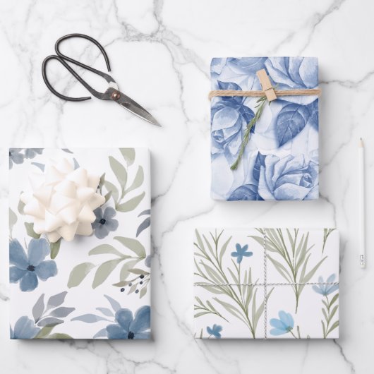 Blauwe bloem mooie ventilatortuin inpakpapier vel (Voorkant)