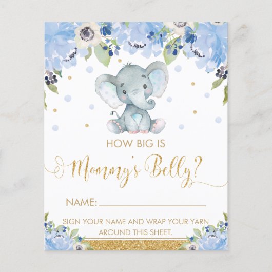 Blauwe Bloem Olifant Hoe Groot is Mama's Buik Spel (Voorkant)