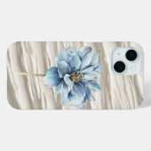 Blauwe bloem op Abstracte ivoren textuur Case-Mate iPhone Case (Achterkant (horizontaal))