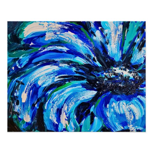Blauwe bloem perfect poster (Voorkant)