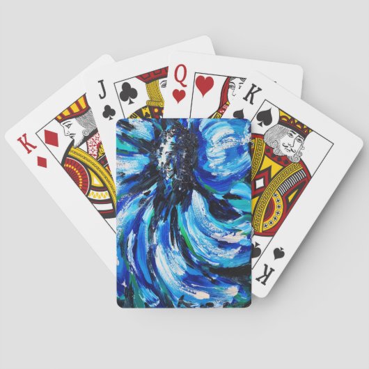 Blauwe bloem pokerkaarten (Achterkant)