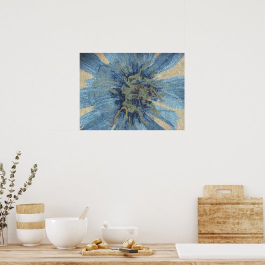 blauwe bloem poster (Keuken)
