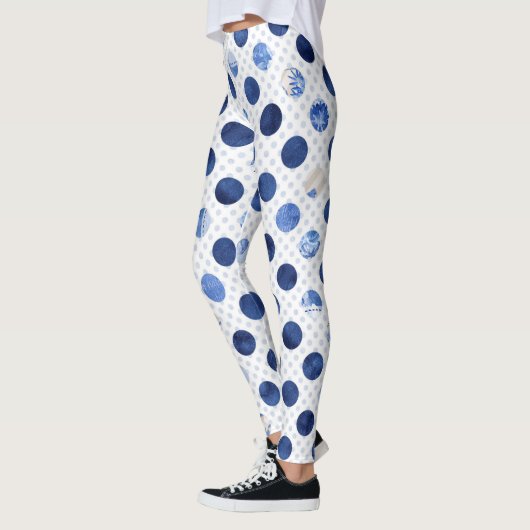 Blauwe Bloem Print Bloemen Leggings Vrouwen (Links)