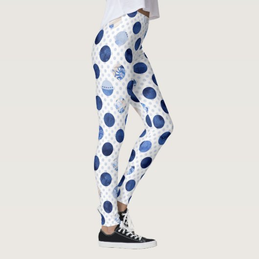 Blauwe Bloem Print Bloemen Leggings Vrouwen (Rechts)