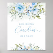 Blauwe bloem raden hoeveel snoepjes poster (Voorkant)