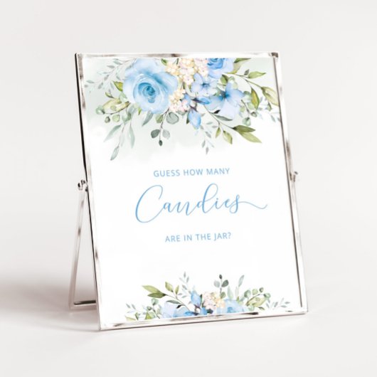 Blauwe bloem raden hoeveel snoepjes poster