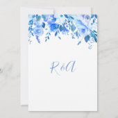 Blauwe bloem redt de datum, blauwe bloemen bruilof save the date (Achterkant)