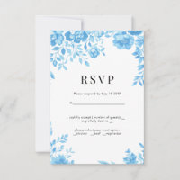 Blauwe Bloem Retro bloemenbruiloft RSVP