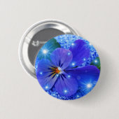 blauwe bloem ronde button 5,7 cm (Voorkant /achterkant)