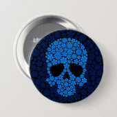 Blauwe bloem ronde button 7,6 cm (Voorkant /achterkant)