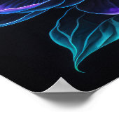 Blauwe bloem roze poster (Hoek)