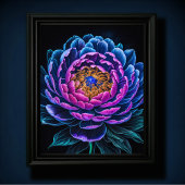 Blauwe bloem roze poster