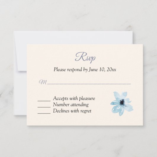 Blauwe Bloem RSVP-reactiekaart RSVP Kaartje (Voorkant)