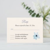 Blauwe Bloem RSVP-reactiekaart RSVP Kaartje (Staand voorkant)