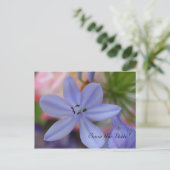 Blauwe bloem Save the Date Briefkaart (Staand voorkant)