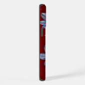 Blauwe Bloem Schets op aangepaste achtergrond Tele iPhone Hoesje (Rechterkant)