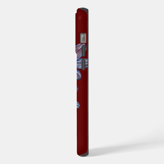 Blauwe Bloem Schets op aangepaste achtergrond Tele iPhone Hoesje (Linkerkant)