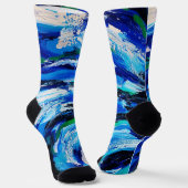 Blauwe bloem sokken (Gebogen)