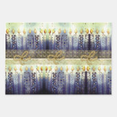 Blauwe bloem, sterren, licht Chanoeka patroon Inpakpapier Vel (Voorkant 2)