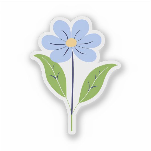 Blauwe  bloem sticker (Voorkant)