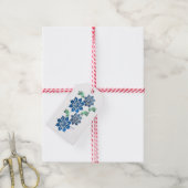Blauwe bloem sticker cadeaulabel (Met Touw)