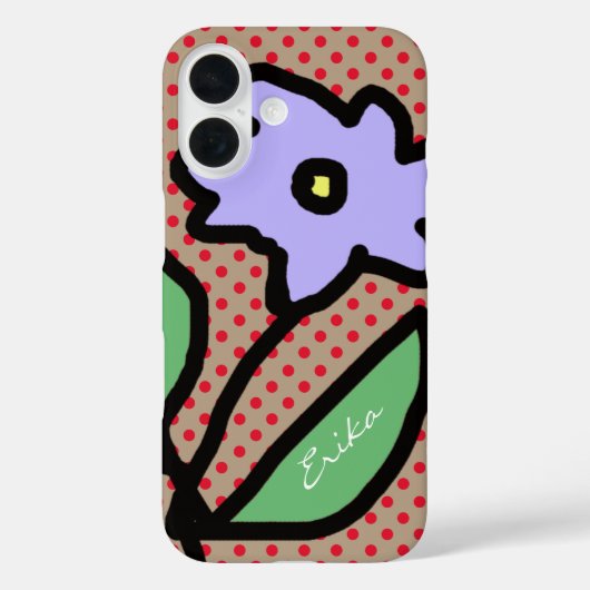 blauwe bloem, stippen en naam Case-Mate iPhone case (Achterkant)