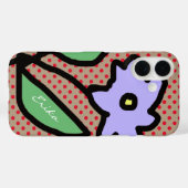 blauwe bloem, stippen en naam Case-Mate iPhone case (Achterkant (horizontaal))
