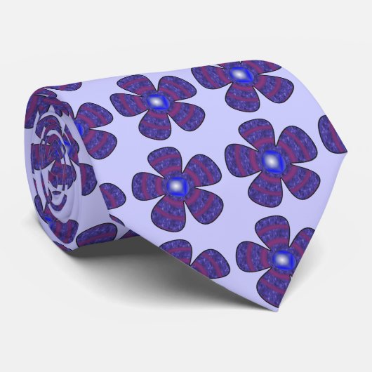 blauwe bloem stropdas (Opgerold)