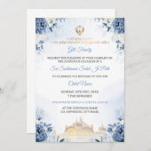 Blauwe Bloem Sukhmani Sahib Pad Invite Verjaardags Kaart (Voorkant / Achterkant)