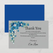 Blauwe bloem sympathie begrafenis bedankt kaart (Voorkant / Achterkant)