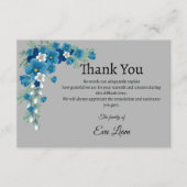 Blauwe bloem sympathie begrafenis bedankt kaart (Voorkant)