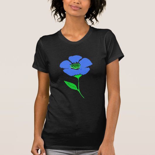 Blauwe bloem t-shirt (Voorkant)