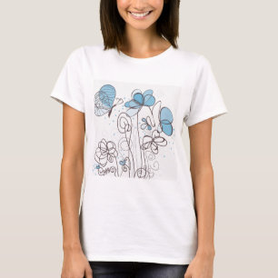 Blauwe bloem t-shirt