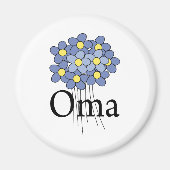  blauwe bloem T-shirt Magneet (Voorkant)