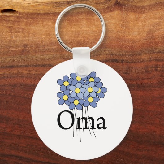  blauwe bloem T-shirt Sleutelhanger (Voorkant)