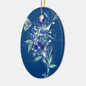 Blauwe Bloem Tattoo Keramisch Ornament (Links)