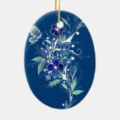 Blauwe Bloem Tattoo Keramisch Ornament (Achterkant)
