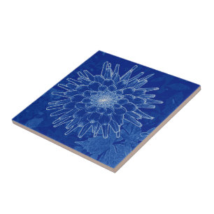 blauwe bloem tegeltje