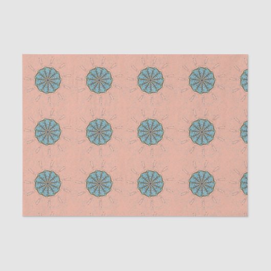 Blauwe bloem tekening patroon tissuepapier (Voorkant)