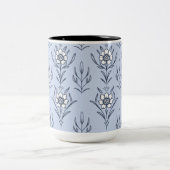 Blauwe bloem tweekleurige koffiemok (Center)