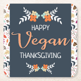 Blauwe bloem van de Thanksgiving Vegan met oranje  Kartonnen Onderzetters