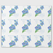  Blauwe Bloem Vergeet Mij Niet, Zegen de Here Cadeaupapier (Vlak)
