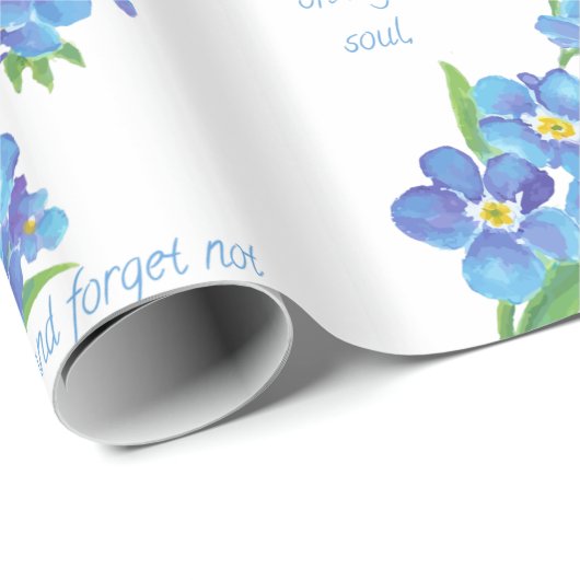  Blauwe Bloem Vergeet Mij Niet, Zegen de Here Cadeaupapier (Rol Hoek)