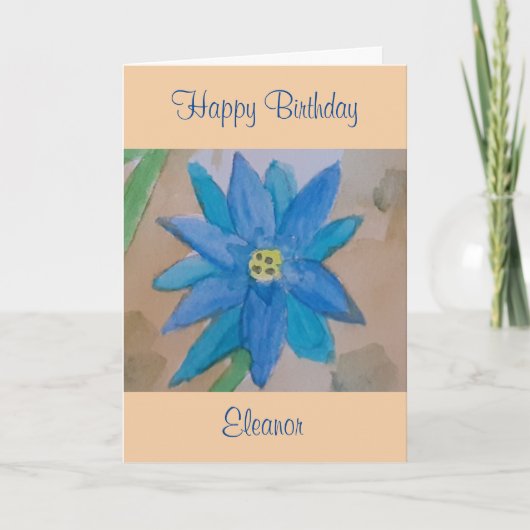 Blauwe Bloem Verjaardag Kaart (Voorkant)