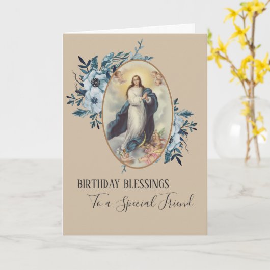 blauwe bloem | Verjaardag van een vriend | Maagd M Kaart (Gele Bloem)