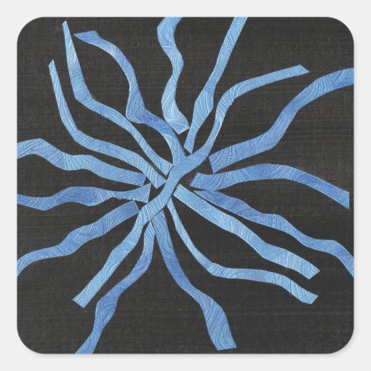 Blauwe Bloem Vierkante Sticker (Voorkant)