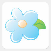 Blauwe Bloem Vierkante Sticker (Voorkant)